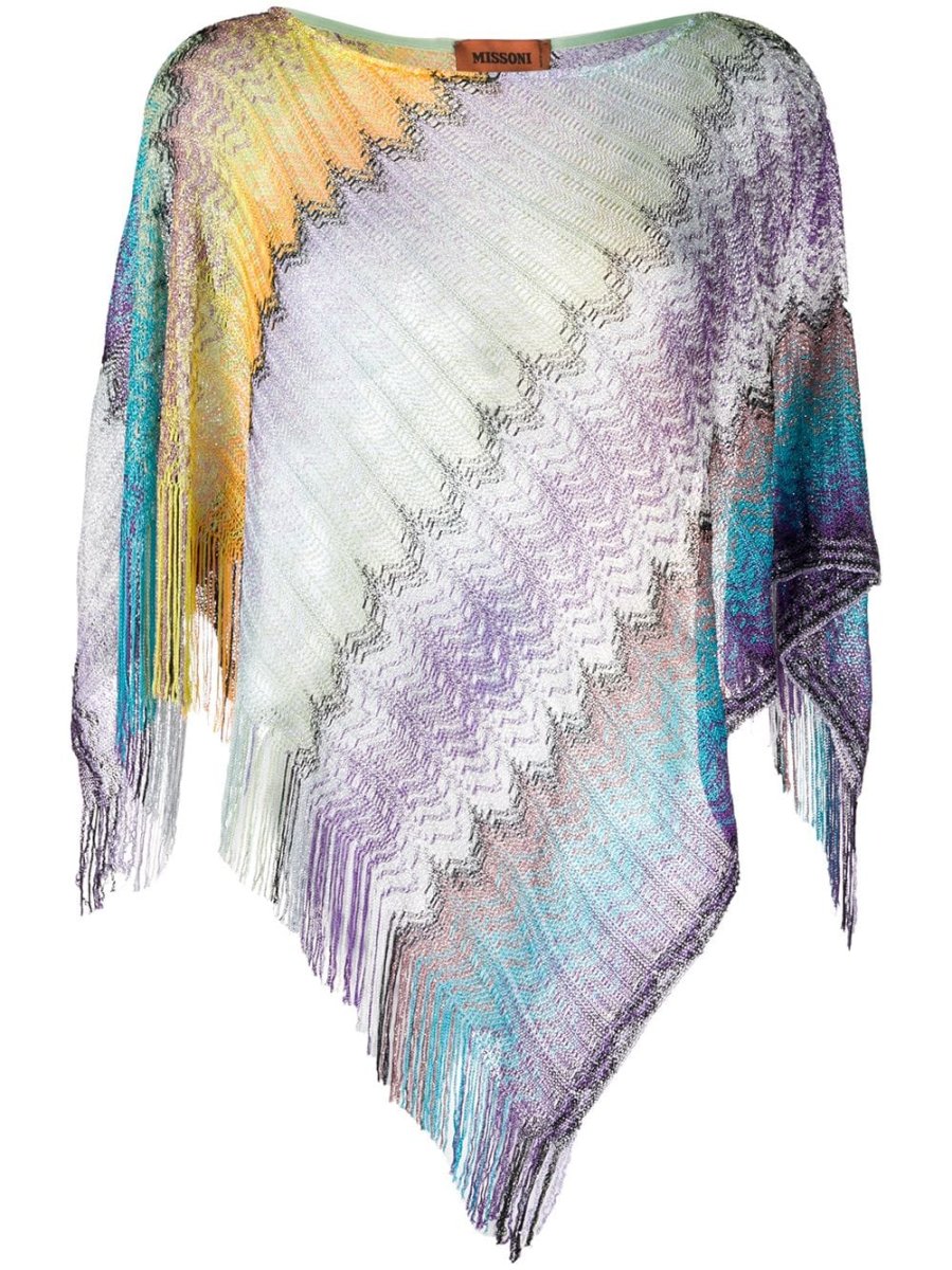 Missoni poncho Viola-Ecru-blu elettrico-nero-senape