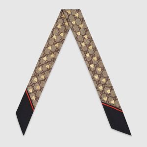 Gucci Fiocco in seta con stampa api motivo GG 499226