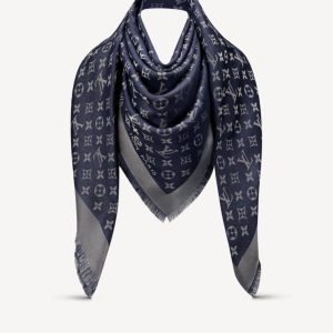 Louis Vuitton scialle Monogram Shine Blu notte Nuovo M73658