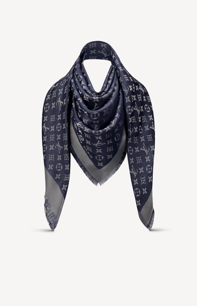 Louis Vuitton scialle Monogram Shine Blu notte Nuovo M73658