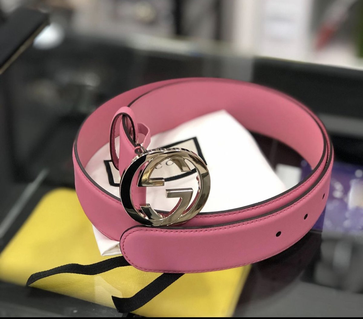 Gucci Cintura pelle rosa Interlocking